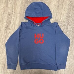 HUGO Boss Kids Blue Hoodie Red Logo Size 8